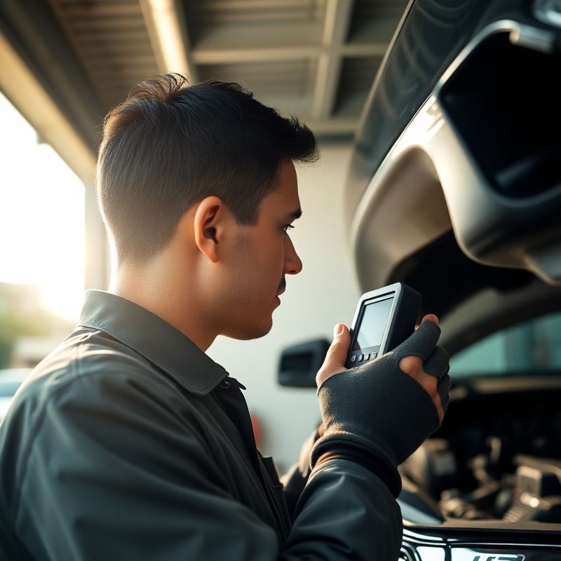 Técnico usando scanner OBD-II em um veículo na Casa Costa